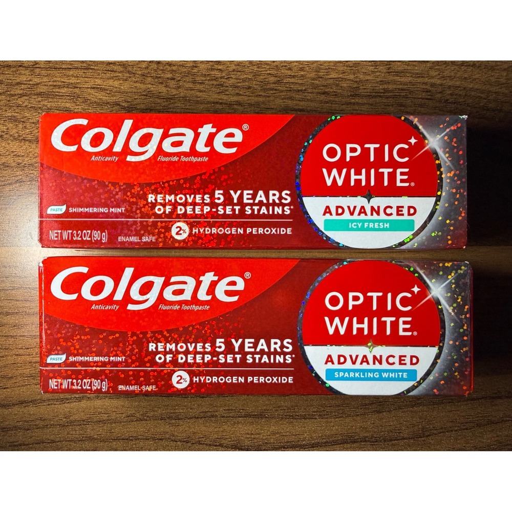 Colgate Optic White Advanced Toothpaste 2pk 3.2oz Sparkling White Icy Fresh NEW